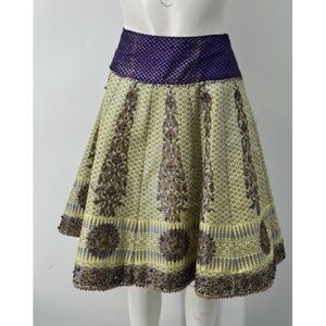 Manish Arora Yellow/Purple Printed Embellished Knee-Length Skirt sz M